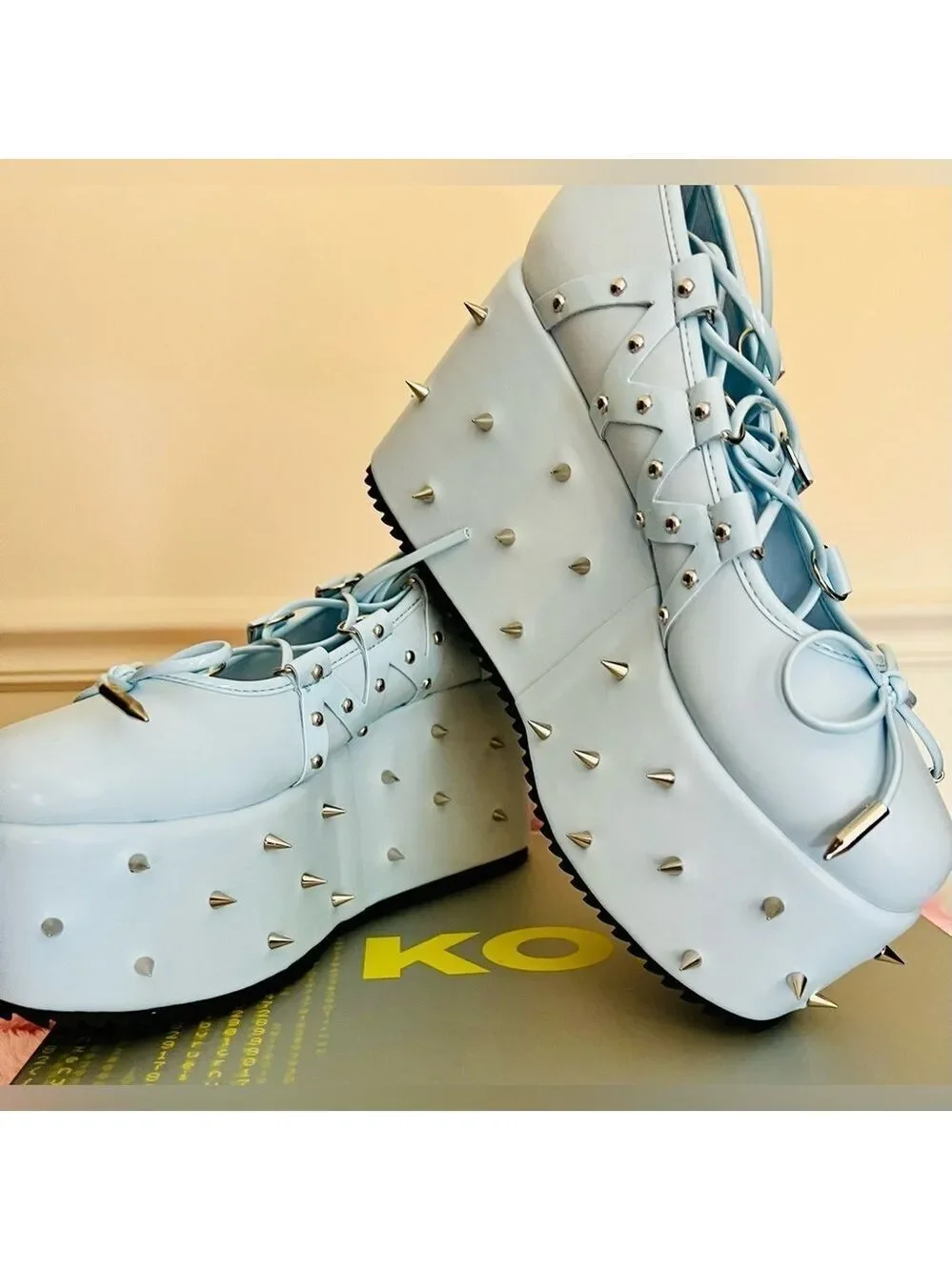 NIB Size 7 Dolls Kill KOI Footwear Zorina Lace Up Platform Ballet Shoes in Blue